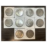 LOT OF 10 MIXED DATE IKE DOLLARS CARD BOARDED LOT OF 10 MIXED DATE IKE DOLLARS CARD BOARDED
