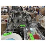 PAIR OF VINTAGE GLASS CANDLE HOLDERS & OTHER PAIR OF VINTAGE GLASS CANDLE HOLDERS & OTHER