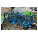 2PC TIARA GLASS BLUE CREAMER & SUGAR SET 2PC TIARA GLASS BLUE CREAMER & SUGAR SET