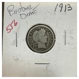 1913 BAREBR SILVER DIME 1913 BAREBR SILVER DIME