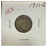 1911-D BARBER SILVER DIME 1911-D BARBER SILVER DIME