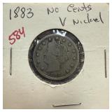 1883 NO CENTS LIBERTY V NICKEL 1883 NO CENTS LIBERTY V NICKEL