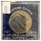 1977 LINDBERGH WESTERN SAMOA 1 SISIFO COIN 1977 LINDBERGH WESTERN SAMOA 1 SISIFO COIN