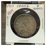 1963 FRANCE SILVER 5 FRANCS 1963 FRANCE SILVER 5 FRANCS