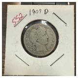 1909-D BARBER SILVER QUARTER 1909-D BARBER SILVER QUARTER