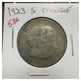 1923-S MONROE COMMEMORATIVE SILVER HALF DOLLAR 1923-S MONROE COMMEMORATIVE SILVER HALF DOLLAR