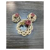 VINTAGE BSK & MATCHED EARRINGS & BROOCH SET VINTAGE BSK & MATCHED EARRINGS & BROOCH SET