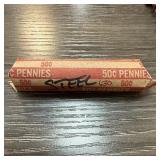 ROLL OF STEEL WHEAT PENNIES CENTS ROLL OF STEEL WHEAT PENNIES CENTS