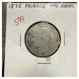 1872 SILVER 1 FRANC 1872 SILVER 1 FRANC
