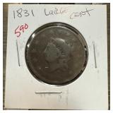 1831 LARGE CENT COIN 1831 LARGE CENT COIN
