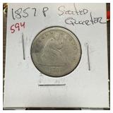 1857 SEATED LIBERTY SILVER QUARTER 1857 SEATED LIBERTY SILVER QUARTER