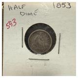 1853 SEATED LIBERTY SILVER HALF DIME 1853 SEATED LIBERTY SILVER HALF DIME