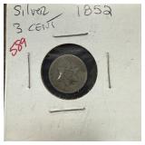 1852 3 CENT SILVER 1852 3 CENT SILVER
