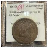 1853 LARGE CENT COIN 1853 LARGE CENT COIN