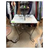 MARBLE TOP SIDE TABLE WROUGHT IRON MARBLE TOP SIDE TABLE WROUGHT IRON