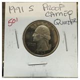 1991-S CAMEO PROOF QUARTER 1991-S CAMEO PROOF QUARTER