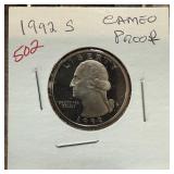1992-S CAMEO PROOF QUARTER 1992-S CAMEO PROOF QUARTER