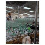 LOT OF LIBBEY GREEN OPTIC GLASSWARE LOT OF LIBBEY GREEN OPTIC GLASSWARE