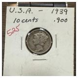 1939 MERCURY SILVER DIME 1939 MERCURY SILVER DIME