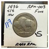 1936-S/S BUFFALO NICKEL RPM-003