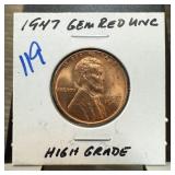 1947 WHEAT PENNY CENT HIGH GRADE UNC