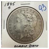 1885-S MORGAN SILVER DOLLAR SCARCE DATE