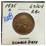 1935-S WHEAT PENNY CENT SCARCE DATE