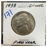 1938 JEFFERSON NICKEL UNC