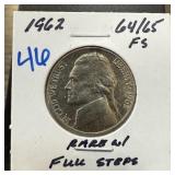 1962 JEFFERSON NICKEL RARE W FULL STEPS