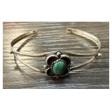 STERLING SILVER MALACHITE CUFF BRACELET