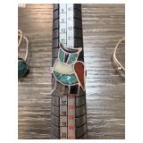 STERLING SILVER TURQUOISE & CORAL RING