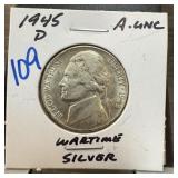 1945-D JEFFERSON SILVER WAR NICKEL