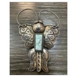 STERLING SILVER LARIMAR BUTTERFLY BROOCH
