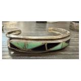 STERLING SILVER TUQUOISE & ONYX CUFF BRACELET