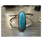 LARGE STERLING SILVER TURQUOISE CUFF BRACELET