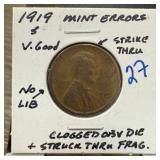 1919-S WHEAT PENNY CENT MULT ERRORS