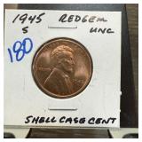 1945-S WHEAT PENNY CENT UNC