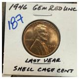 1946 WHEAT PENNY CENT GEM RED UNC