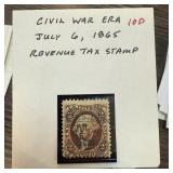 CIVIL WAR ERA 1865 REVENUE TAX STAMP