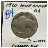 1920 BUFFALO NICKEL CLOGGED DIES