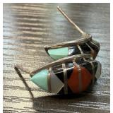 STERLING SILVER STONE INLAY EARRINGS