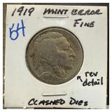 1919 BUFFALO NICKEL CLASHED DIES