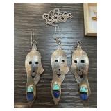 STERLING SILVER STONE INLAY EARRINGS NECKLACE