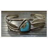 STERLING SILVER TURQUOISE CUFF BRACELET