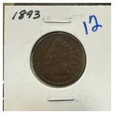 1893 INDIAN HEAD PENNY CENT