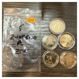 QTY 5 24K GOLD PLATED QUARTERS