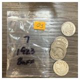 QTY 7 1923 BUFFALO NICKELS