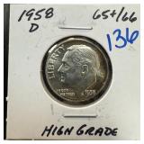1958-D ROOSEVELT SILVER DIME HIGH GRADE