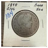 1898 BARBER SILVER HALF DOLLAR