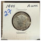 1945 MERCURY SILVER DIME BETTER